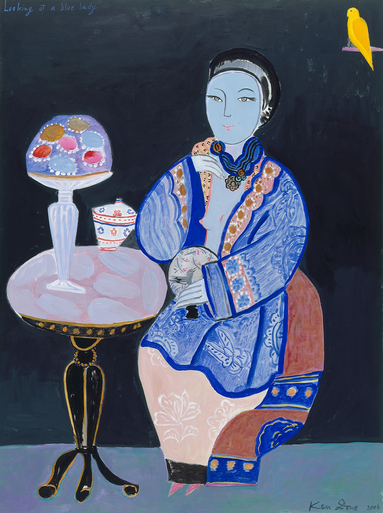 Looking at a blue lady