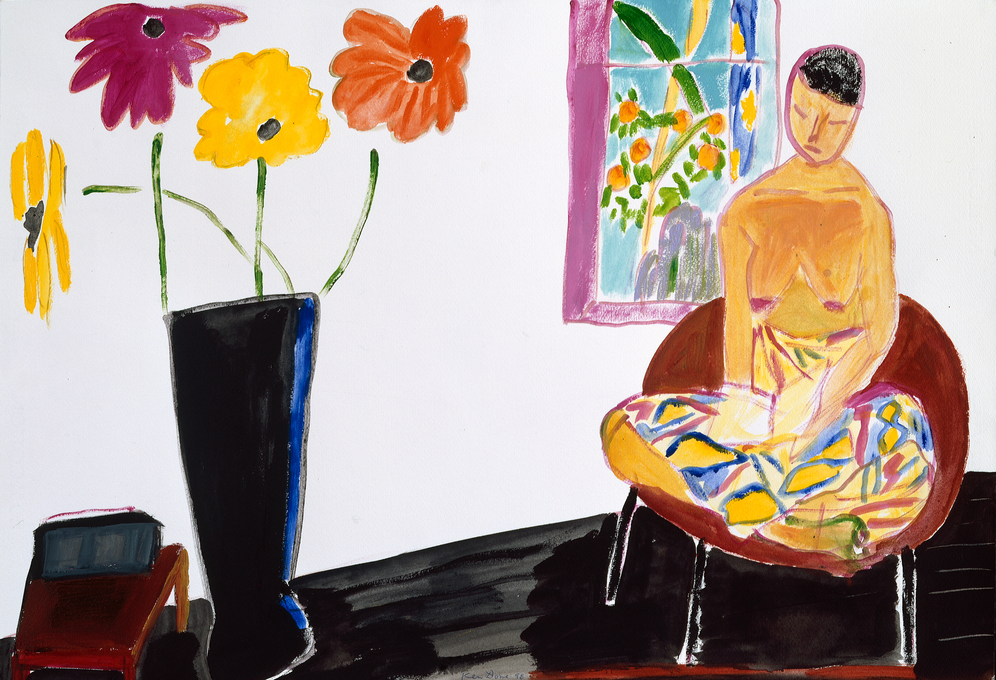 Model and flowers II