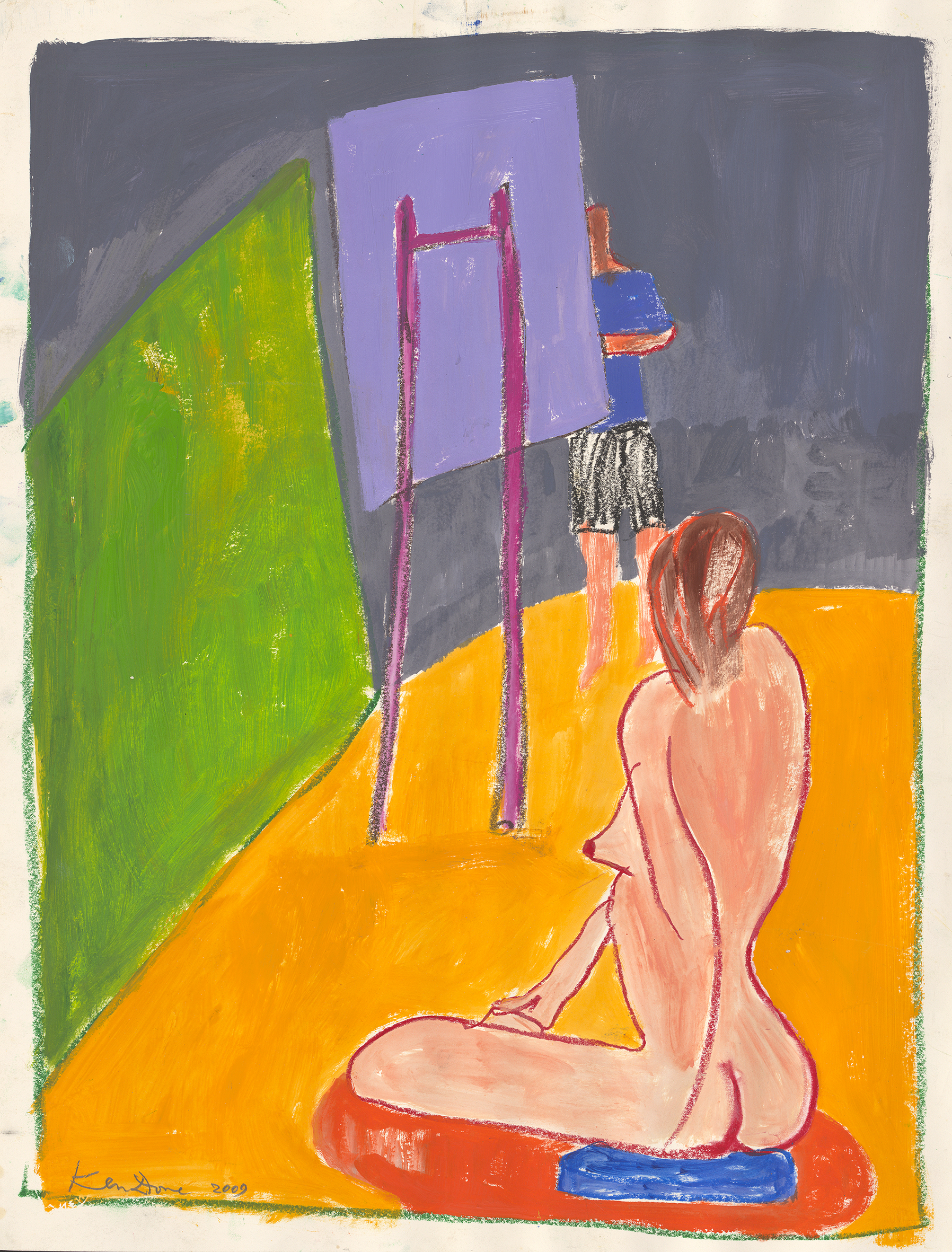 Nude on a blue cushion